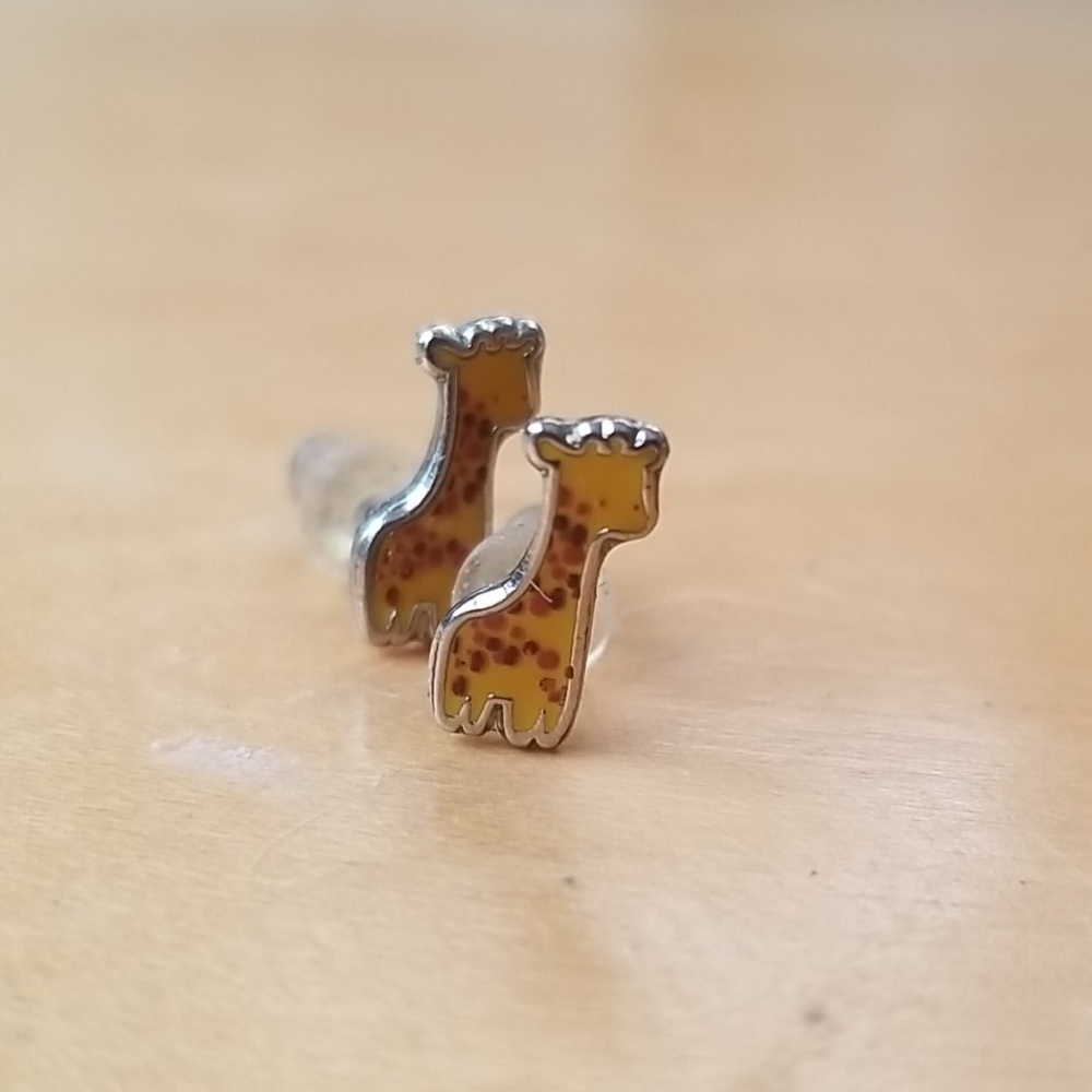 Giraffe enamel earrings
